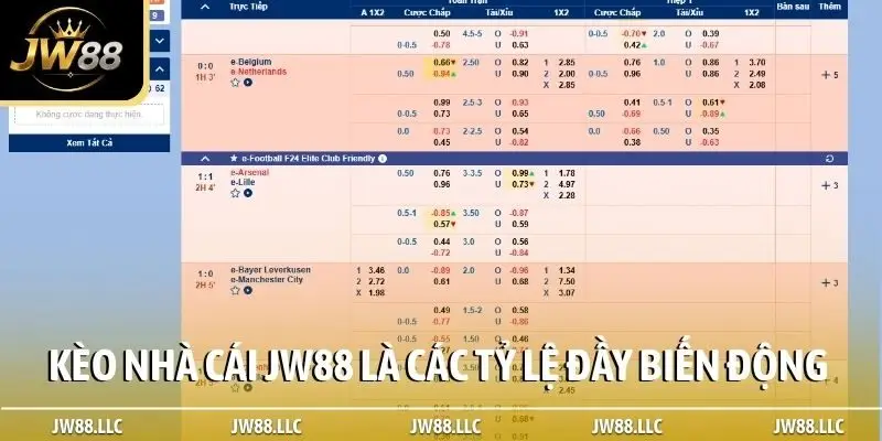 Kèo nhà cái JW88 là các tỷ lệ đầy biến động